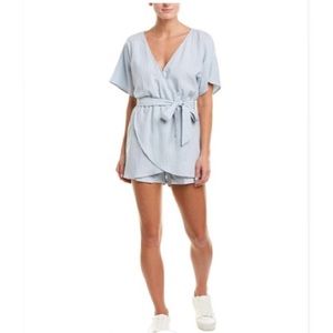 NWT EMORY PARK SURPLICE LINEN-BLEND ROMPER SMALL